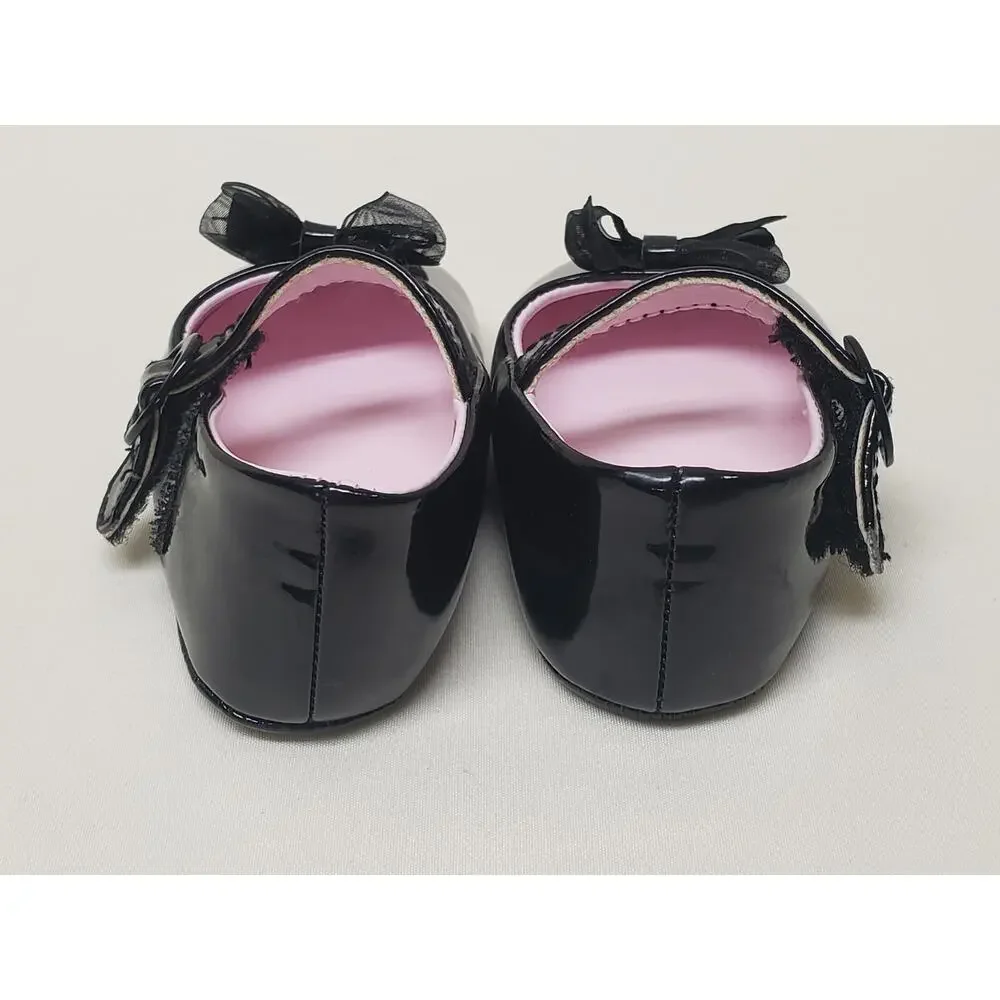 Black Ballerina Dress Slip On Velcro Strap Baby Shoes - Size 3